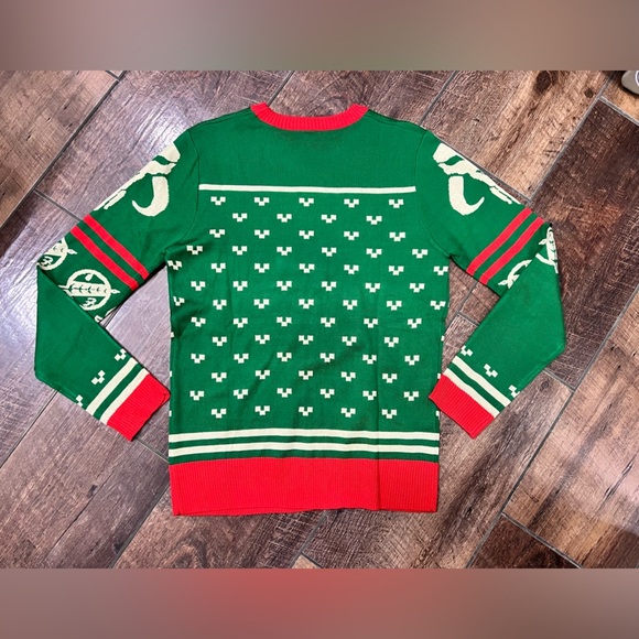 STAR WARS Boba Fett Green Red Winter Sweater Mando Mandalorian - Picture 3 of 6